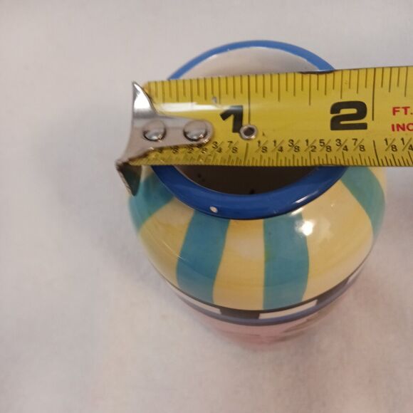 WCL Flower Bud Vase Colorful ROSE Pattern Whimsical  Flowers Striped CIRCUS Vntg - Picture 10 of 14